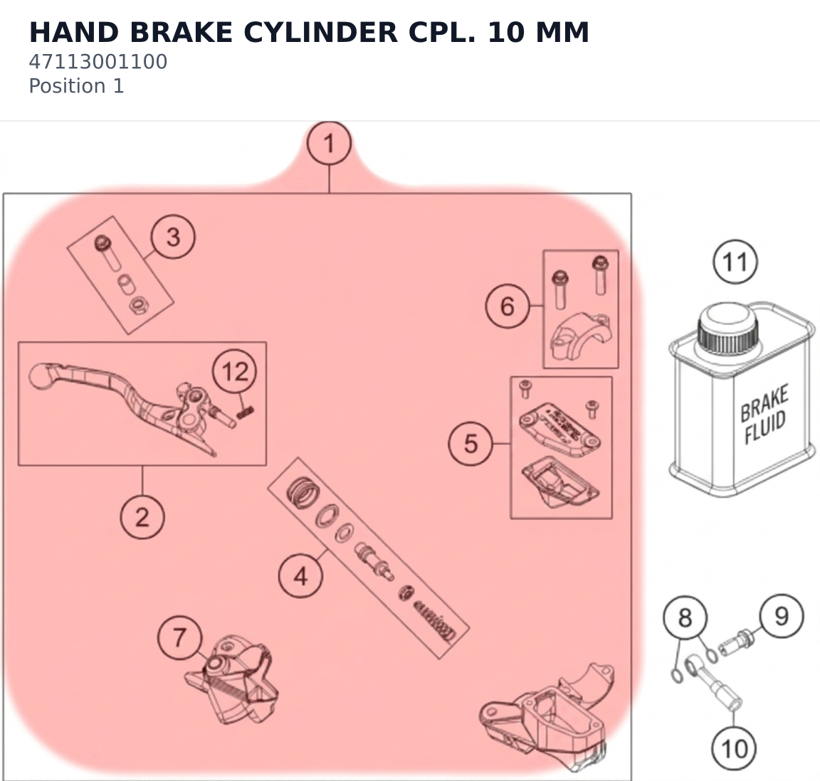 Diagram preview: HAND BRAKE CYLINDER CPL. 10 MM (47113001100)