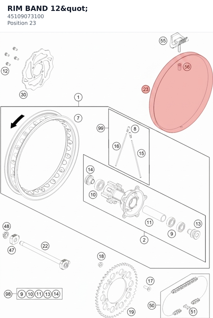 Diagram preview: RIM BAND 12" (45109073100)