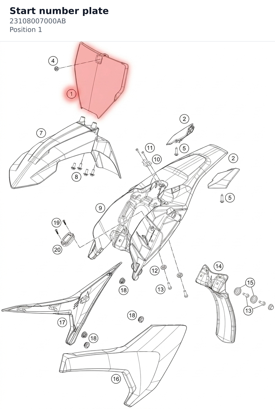 Diagram preview: Start number plate (23108007000AB)