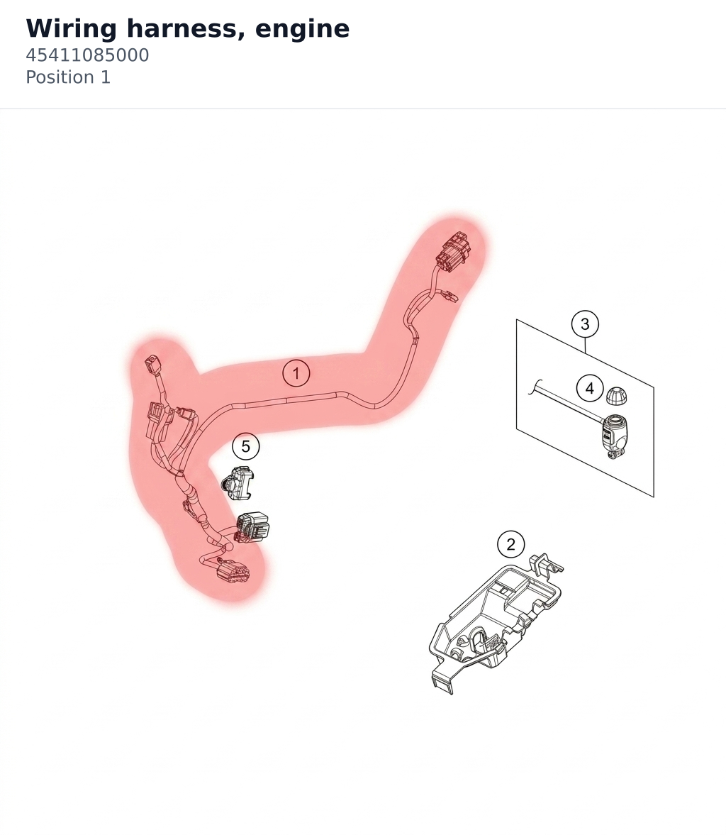 Diagram preview: Wiring harness, engine (45411085000)