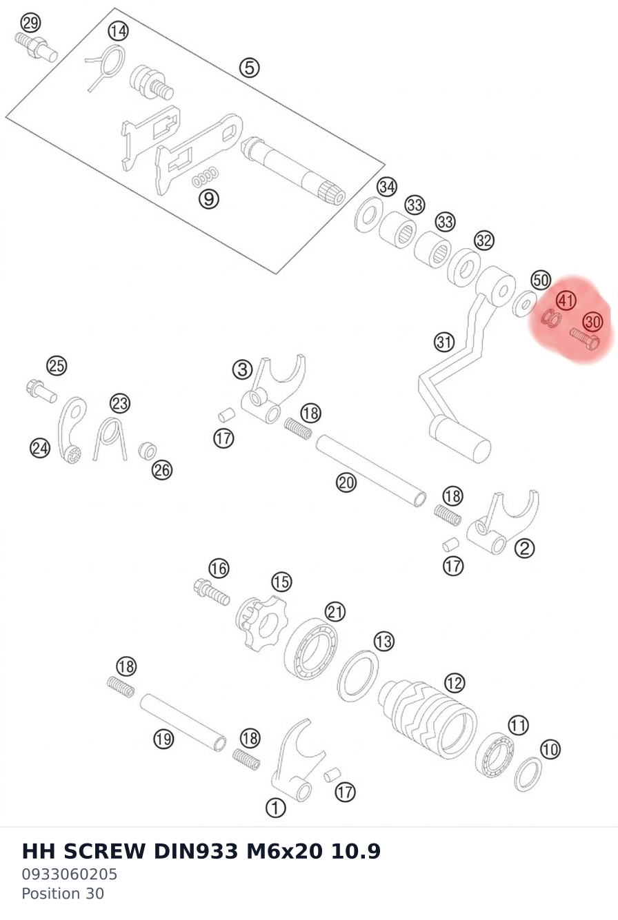 Diagram preview: HH SCREW DIN933 M6x20 10.9 (0933060205)