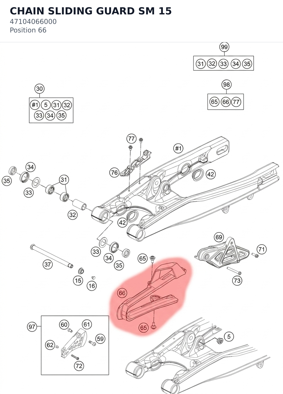 Diagram preview: CHAIN SLIDING GUARD SM 15 (47104066000)