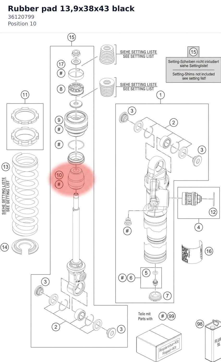 Diagram preview: Rubber pad 13,9x38x43 black (36120799)