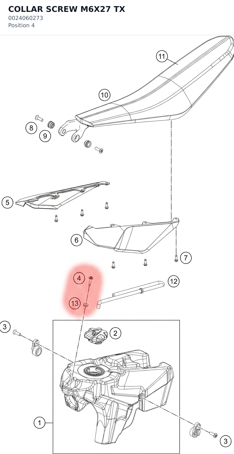 Diagram preview: COLLAR SCREW M6X27 TX (0024060273)