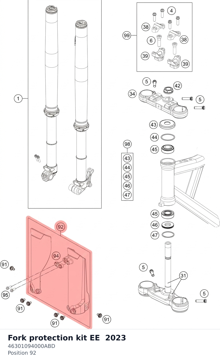 Diagram preview: Fork protection kit EE 2023 (46301094000ABD)