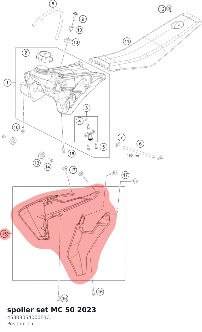 Diagram preview: spoiler set MC 50 2023 (45308054000FBC)