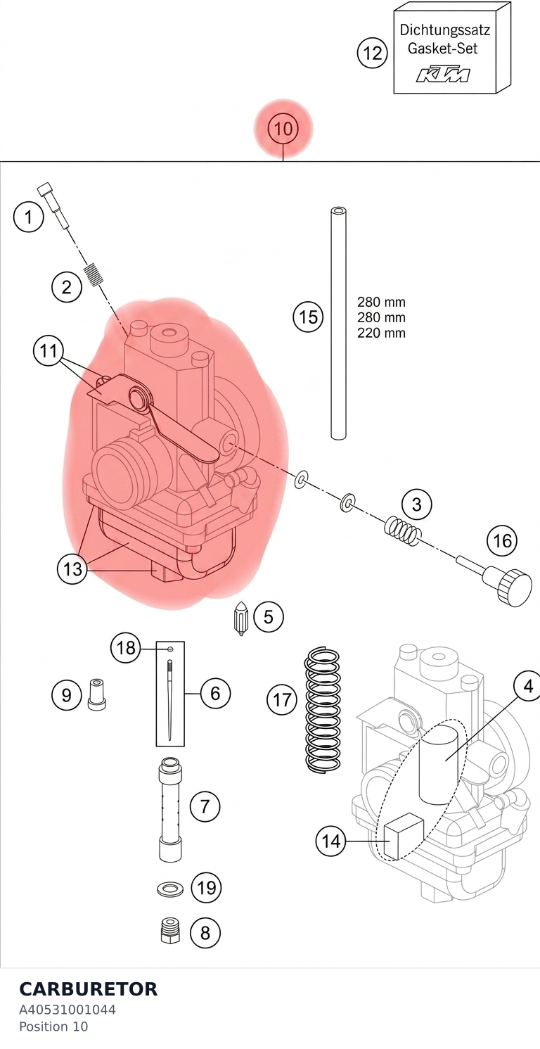 Diagram preview: CARBURETOR (A40531001044)