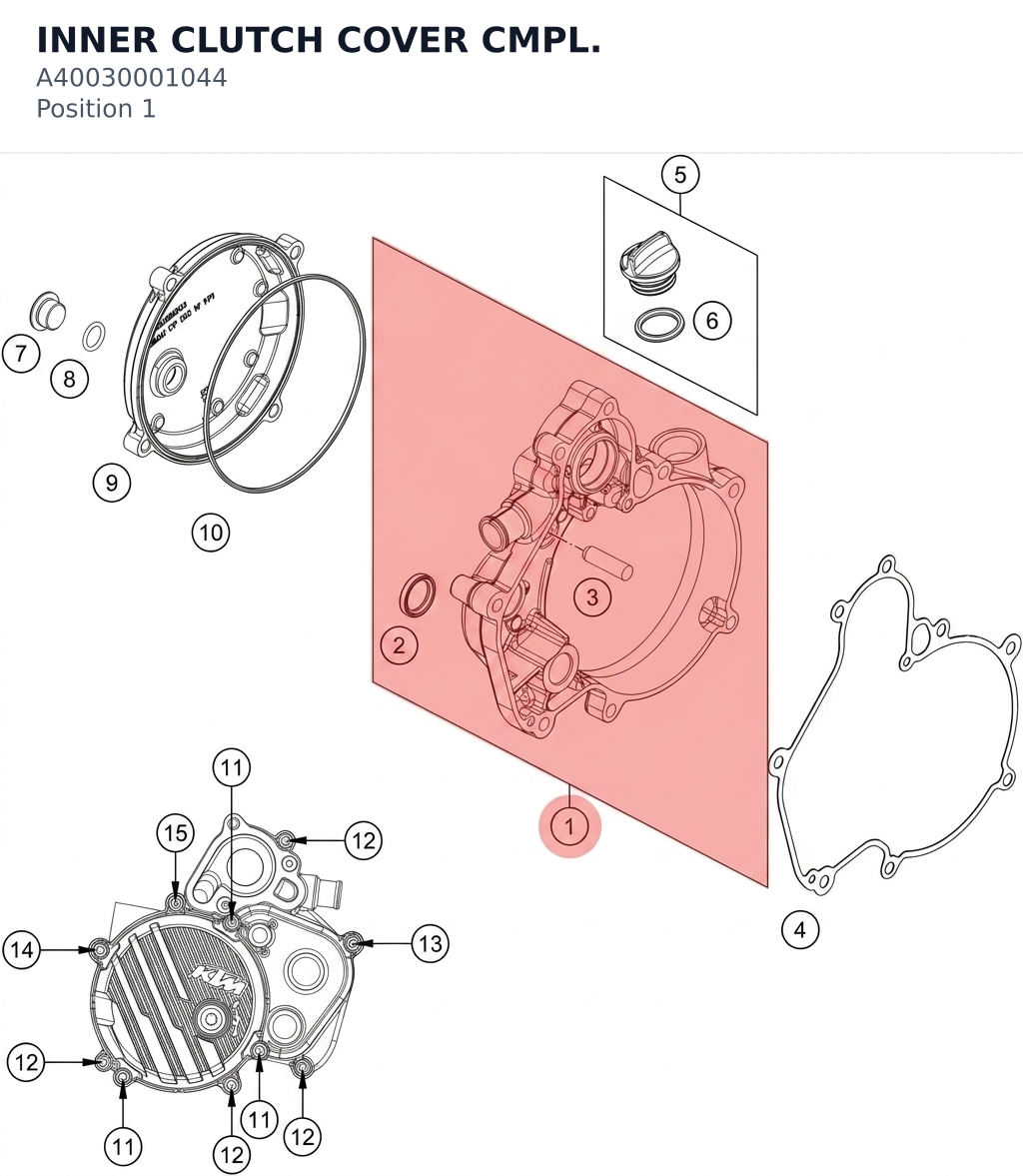 Diagram preview: INNER CLUTCH COVER CMPL. (A40030001044)