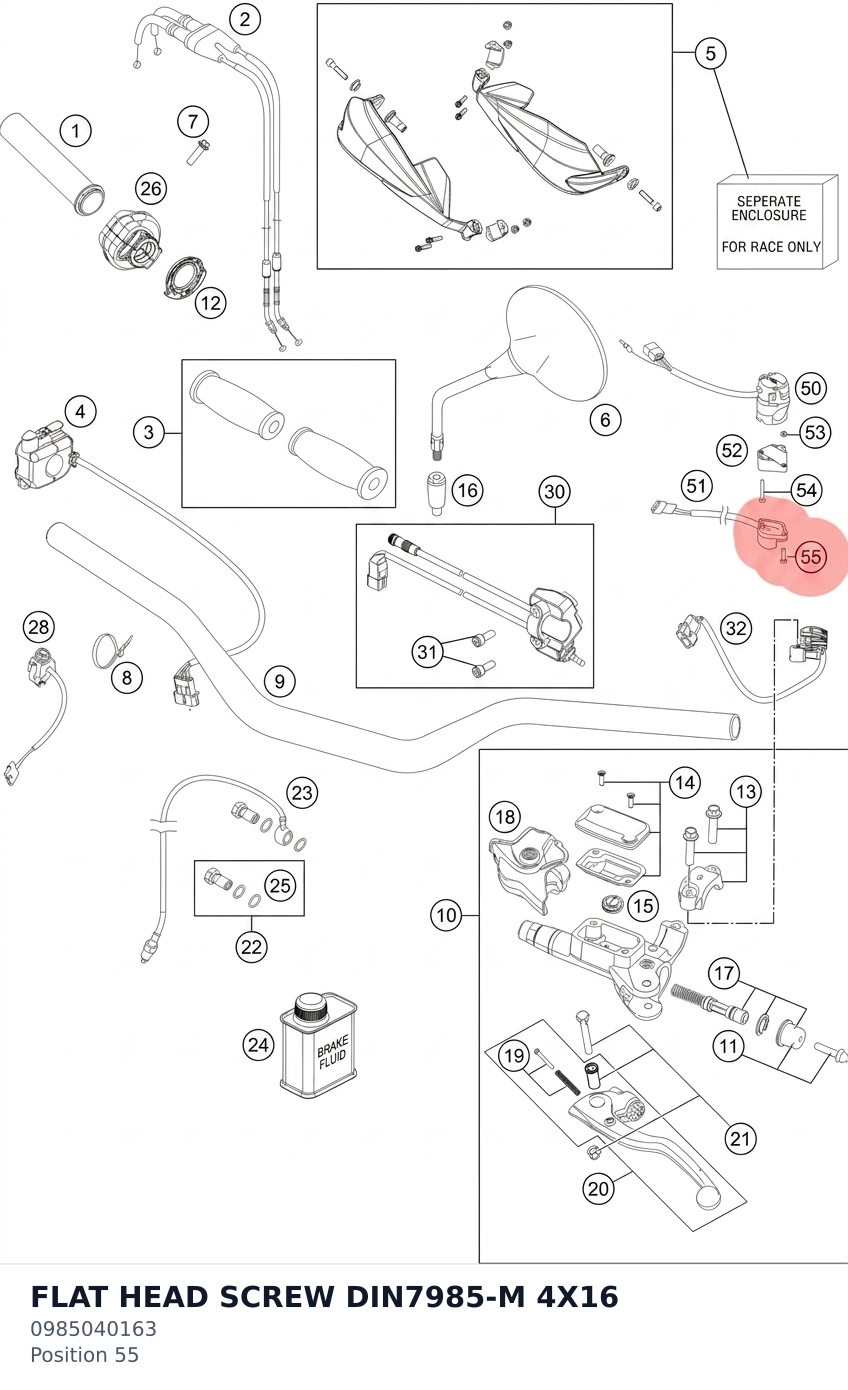 Diagram preview: FLAT HEAD SCREW DIN7985-M 4X16 (0985040163)