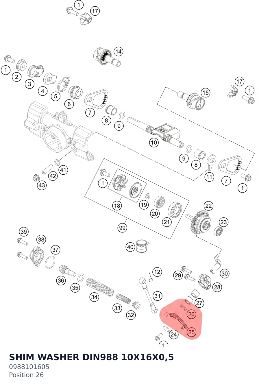Diagram preview: SHIM WASHER DIN988 10X16X0,5 (0988101605)