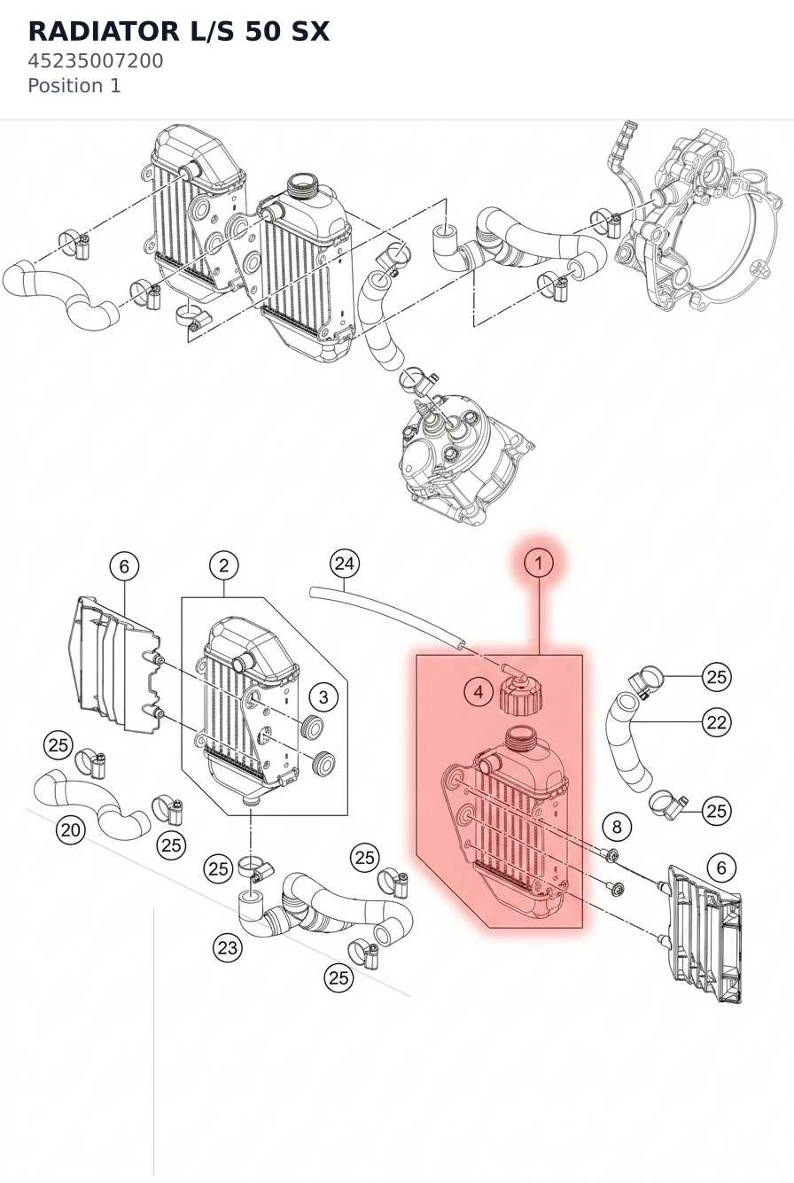Diagram preview: RADIATOR L/S 50 SX (45235007200)