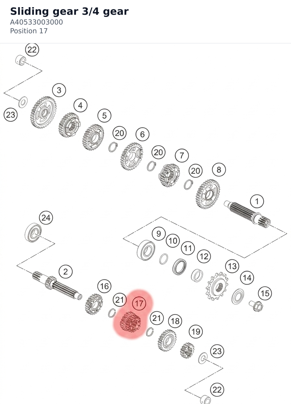 Diagram preview: Sliding gear 3/4 gear (A40533003000)