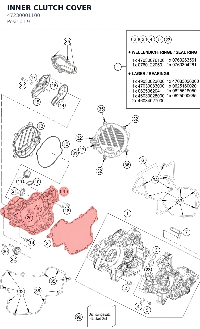 Diagram preview: INNER CLUTCH COVER (47230001100)