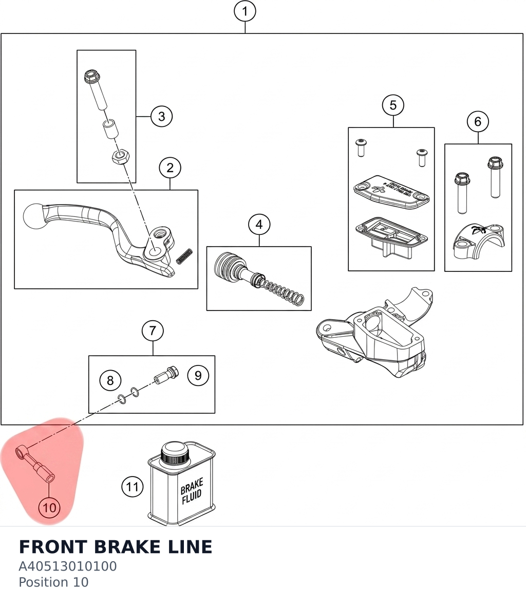 Diagram preview: FRONT BRAKE LINE (A40513010100)