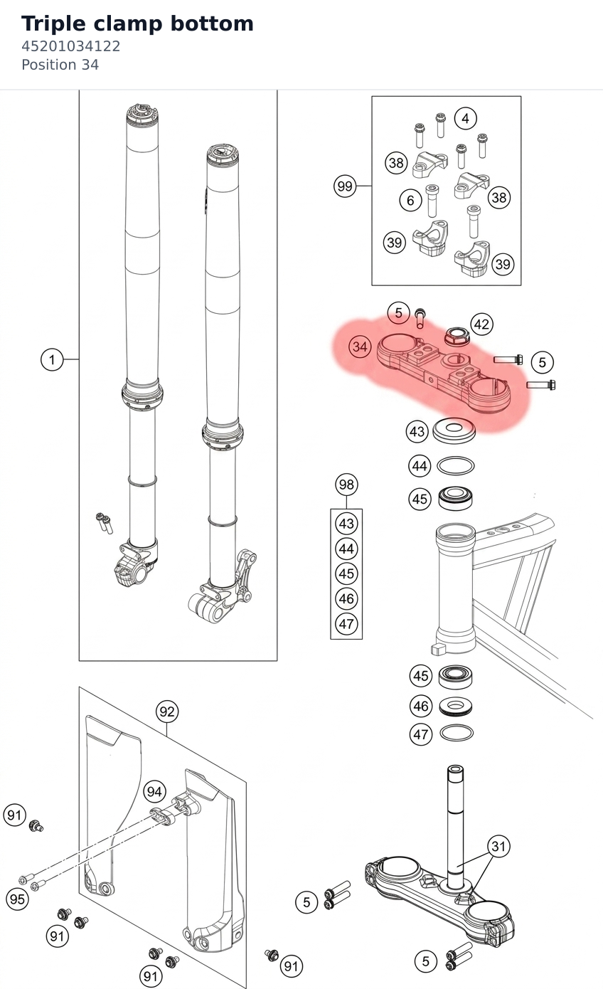 Diagram preview: Triple clamp bottom (45201034122)