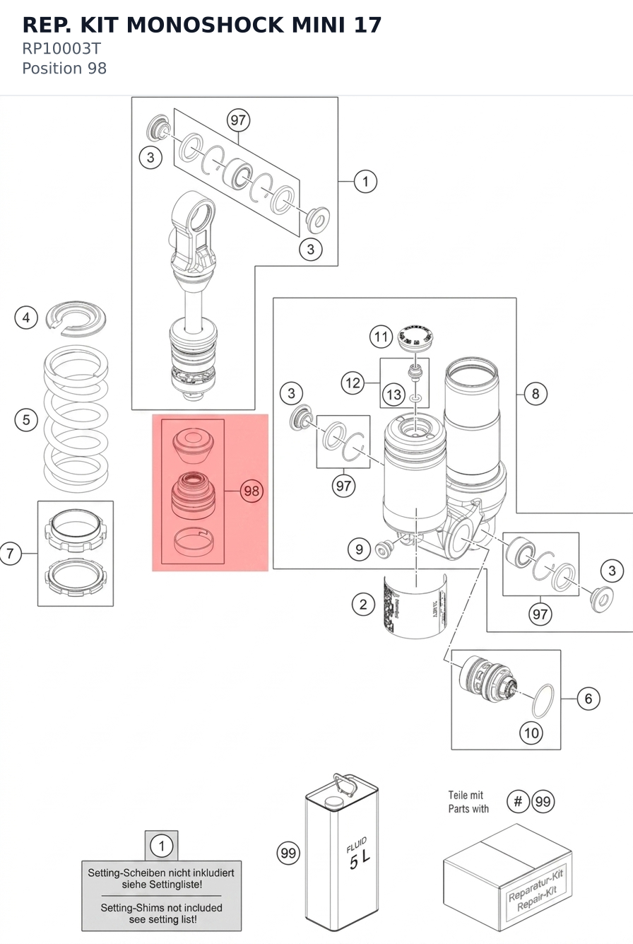 Diagram preview: REP. KIT MONOSHOCK MINI 17 (RP10003T)