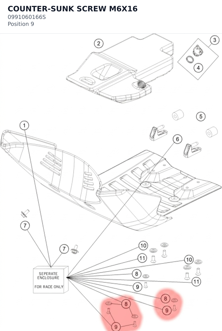 Diagram preview: COUNTER-SUNK SCREW M6X16 (0991060166S)