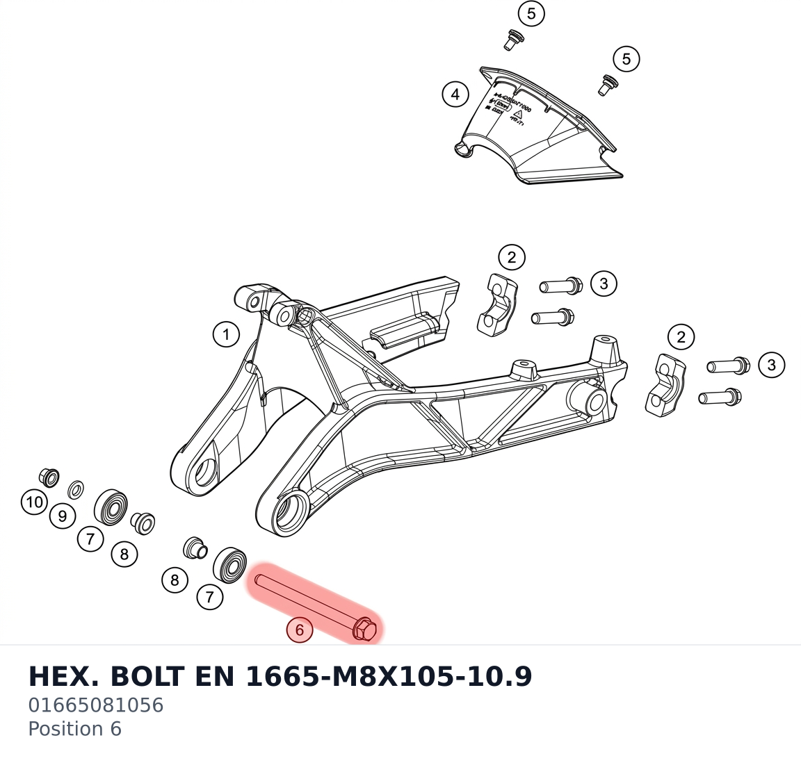Diagram preview: HEX. BOLT EN 1665-M8X105-10.9 (01665081056)