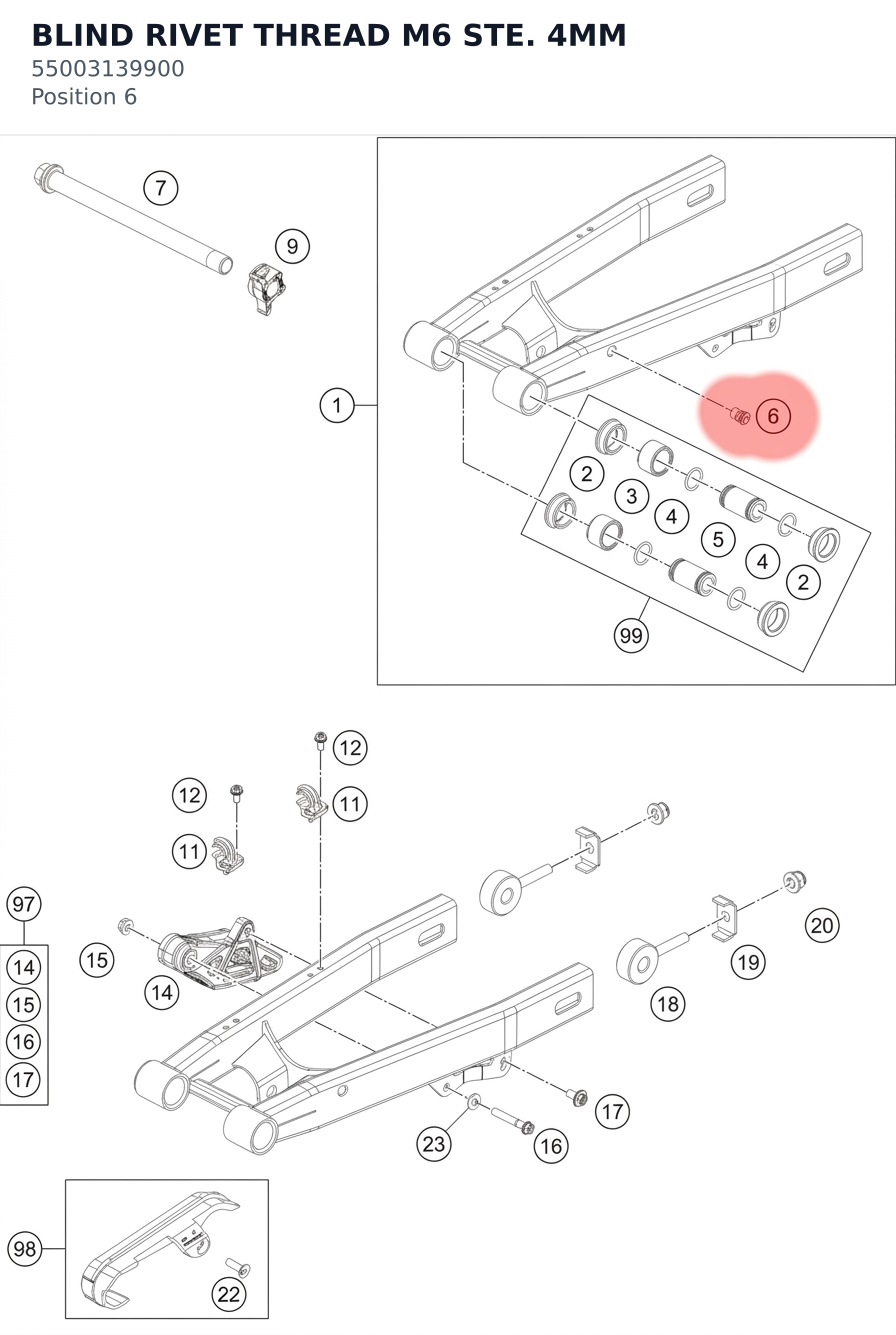 Diagram preview: BLIND RIVET THREAD M6 STE. 4MM (55003139900)