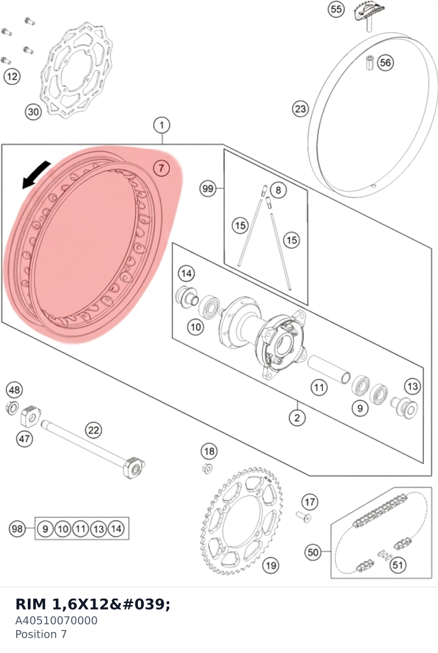 Diagram preview: RIM 1,6X12' (A40510070000)