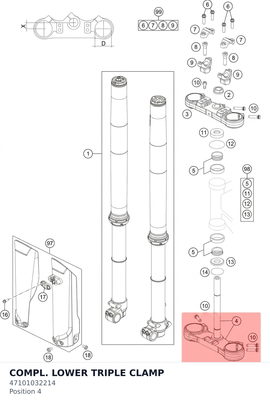 Diagram preview: COMPL. LOWER TRIPLE CLAMP (47101032214)