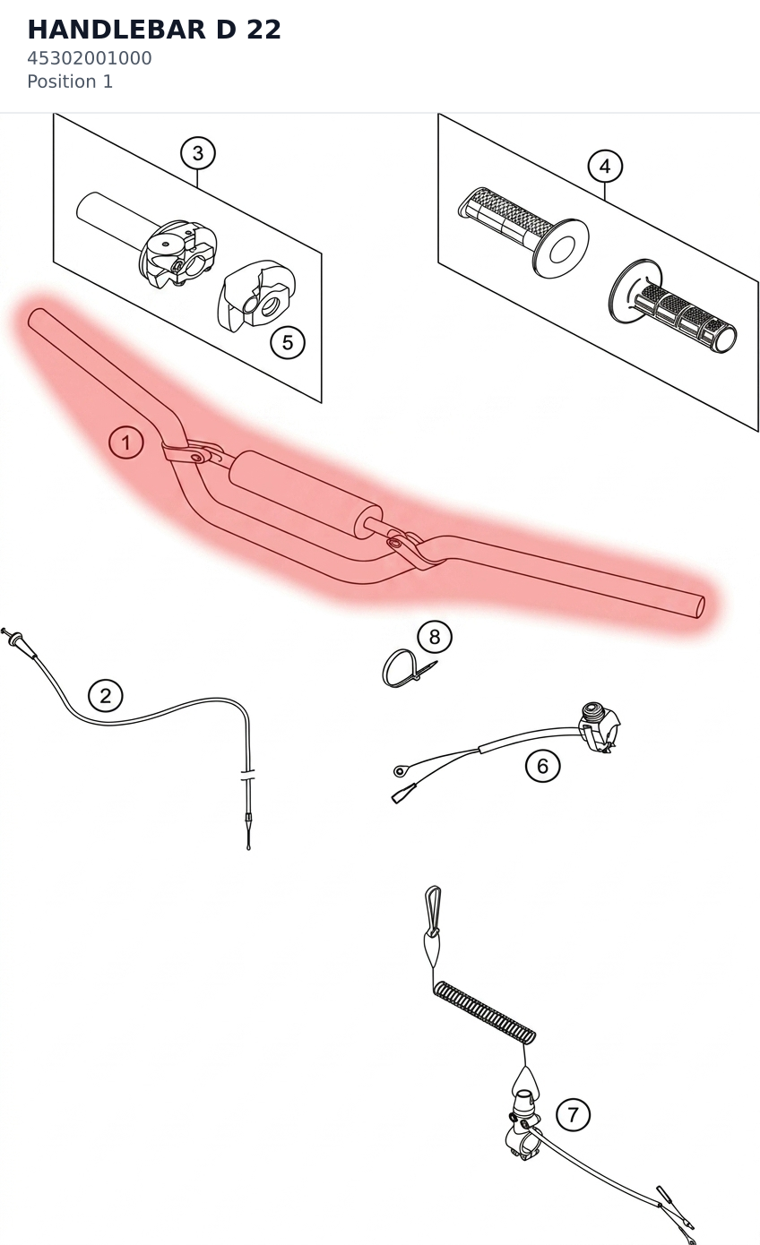 Diagram preview: HANDLEBAR D 22 (45302001000)