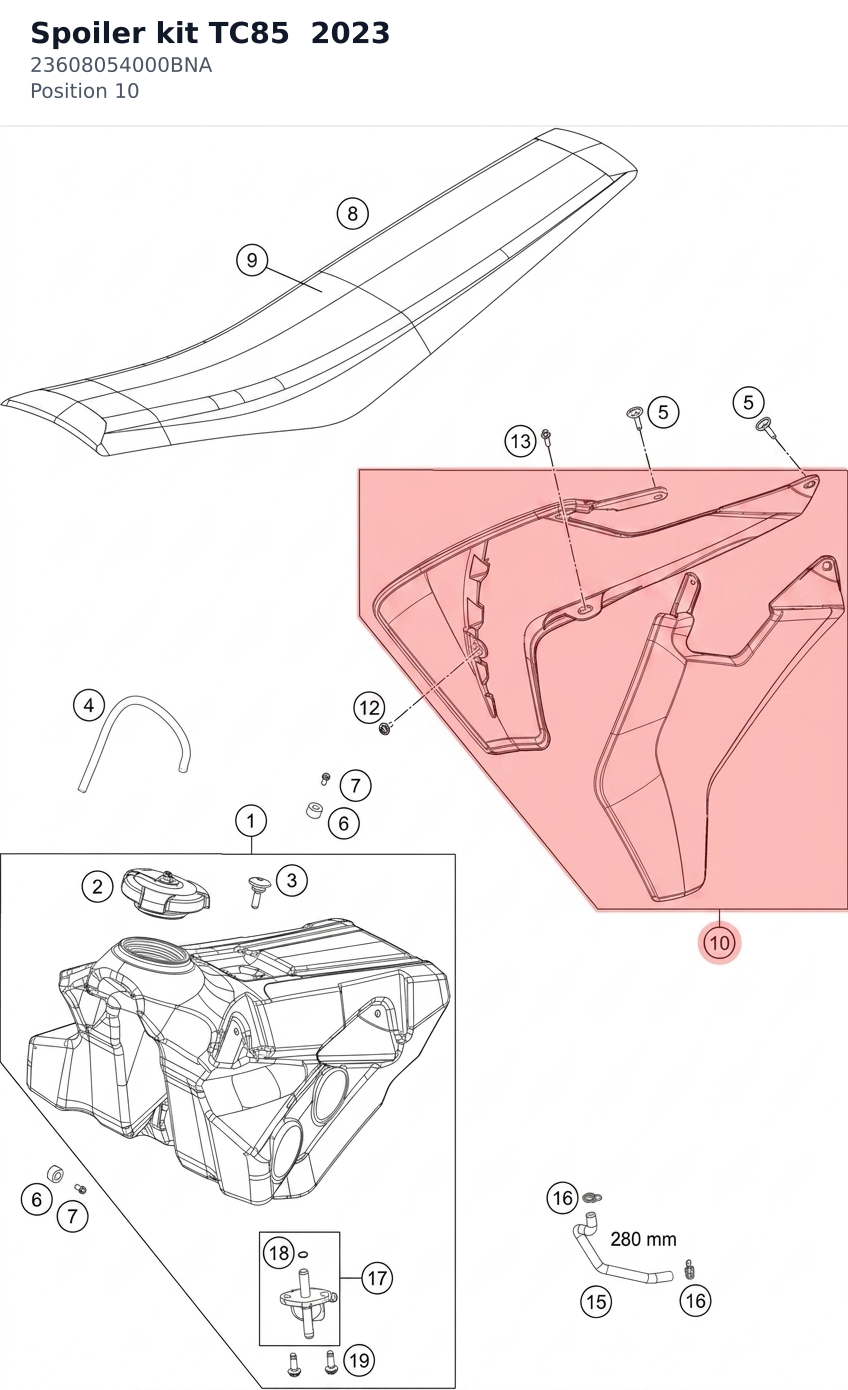 Diagram preview: Spoiler kit TC85 2023 (23608054000BNA)