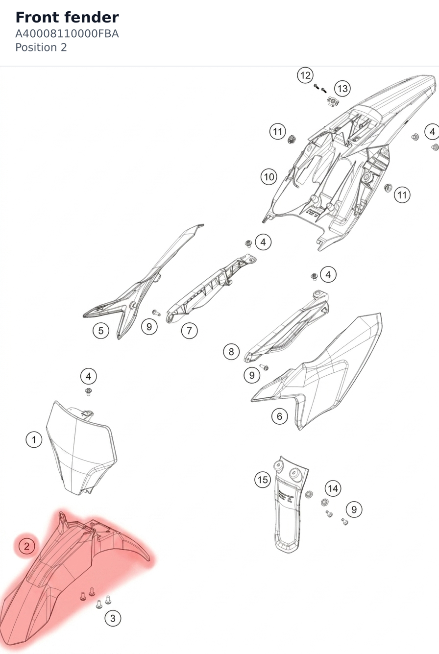 Diagram preview: Front fender (A40008110000FBA)