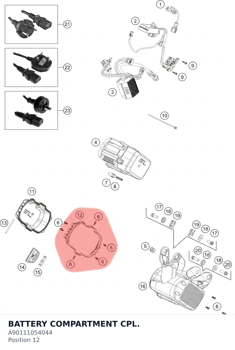 Diagram preview: BATTERY COMPARTMENT CPL. (A90111054044)
