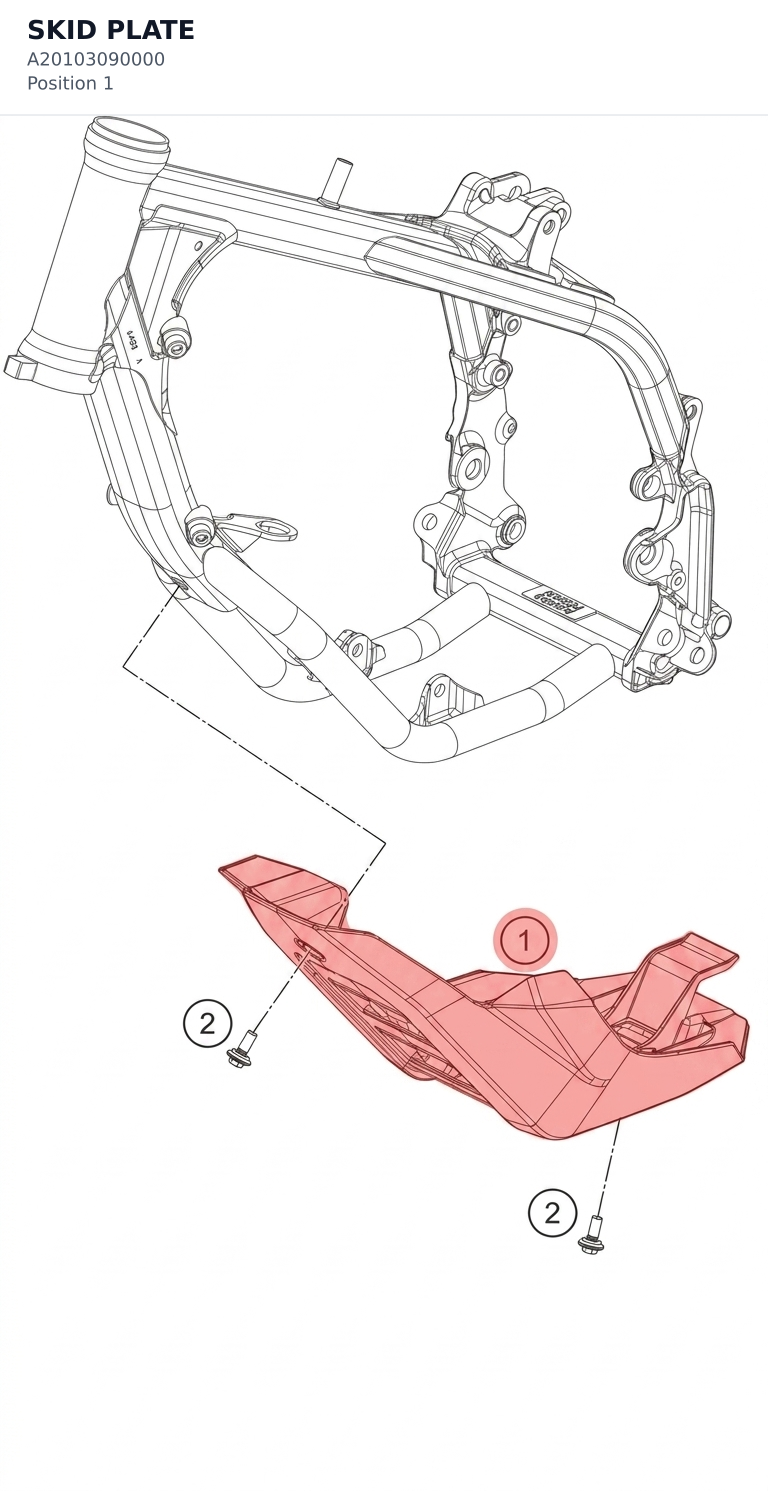Diagram preview: SKID PLATE (A20103090000)
