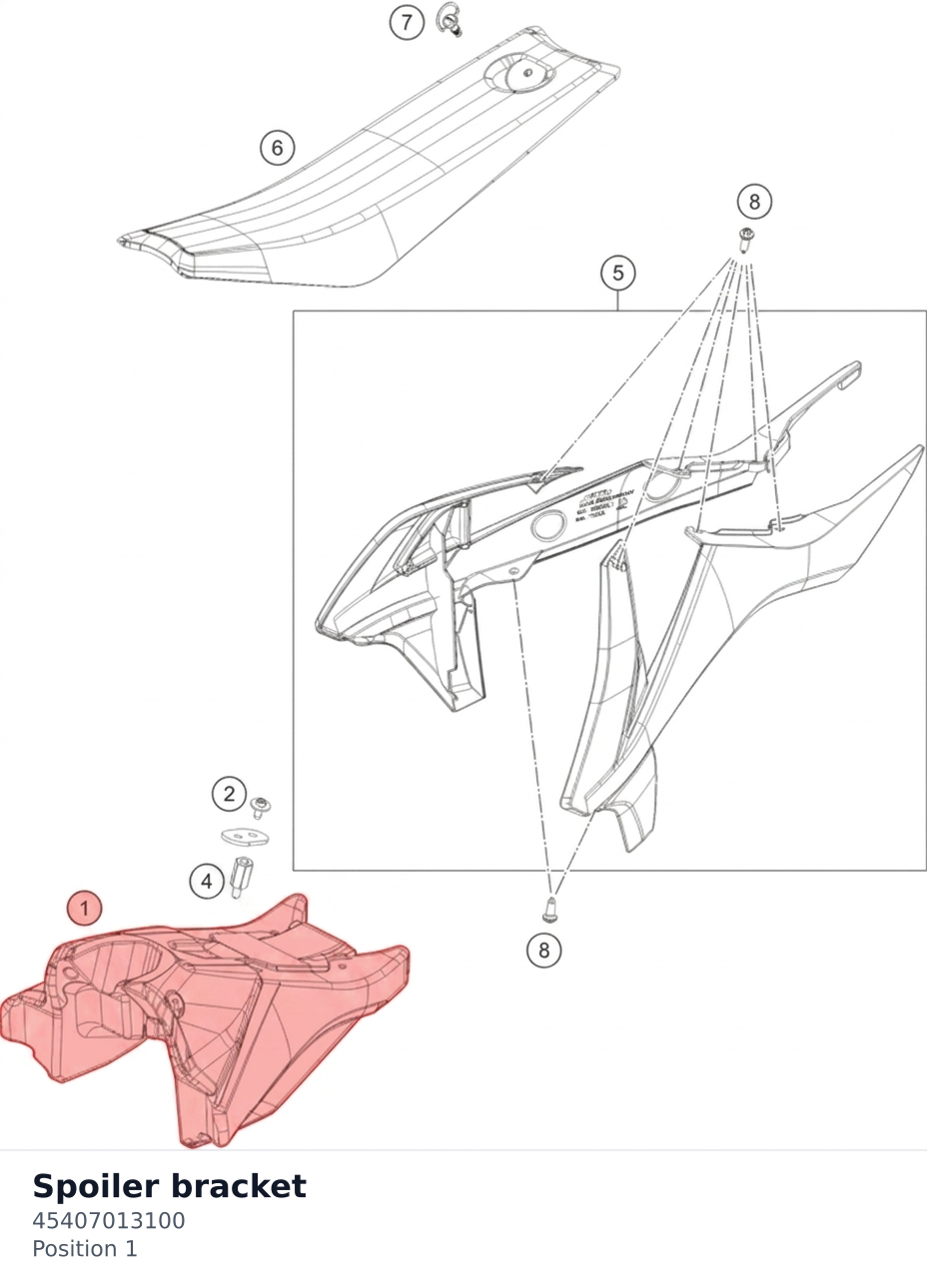 Diagram preview: Spoiler bracket (45407013100)