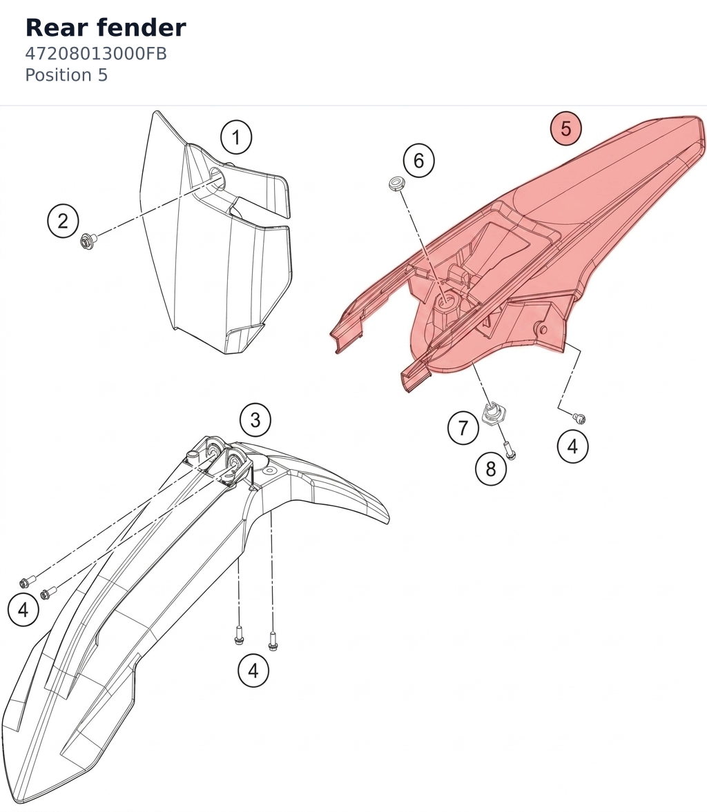 Diagram preview: Rear fender (47208013000FB)