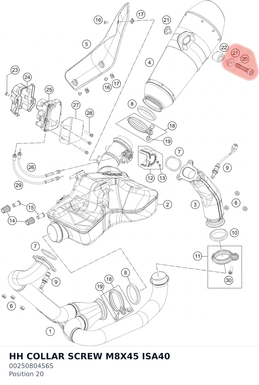 Diagram preview: HH COLLAR SCREW M8X45 ISA40 (0025080456S)