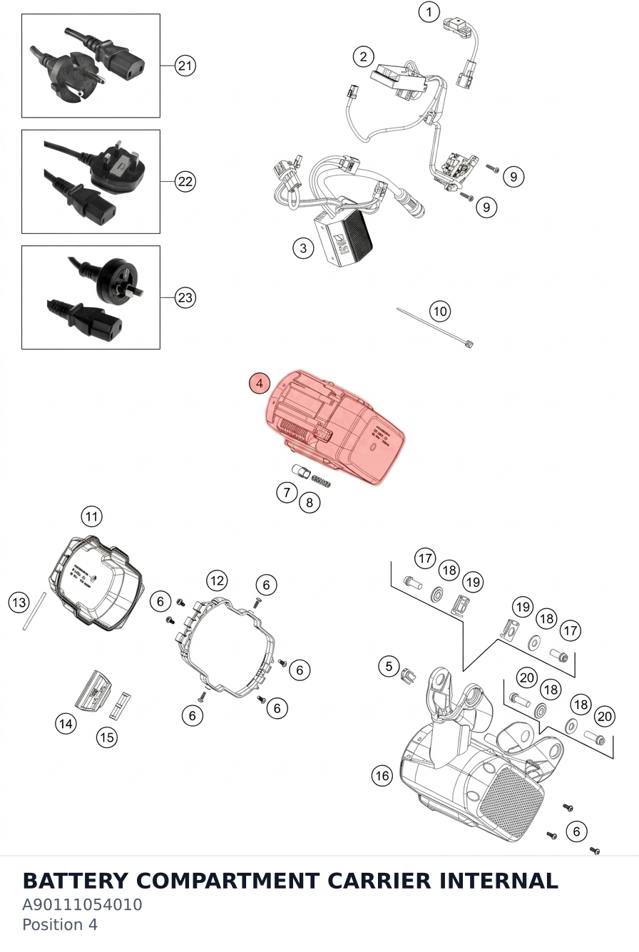 Diagram preview: BATTERY COMPARTMENT CARRIER INTERNAL (A90111054010)