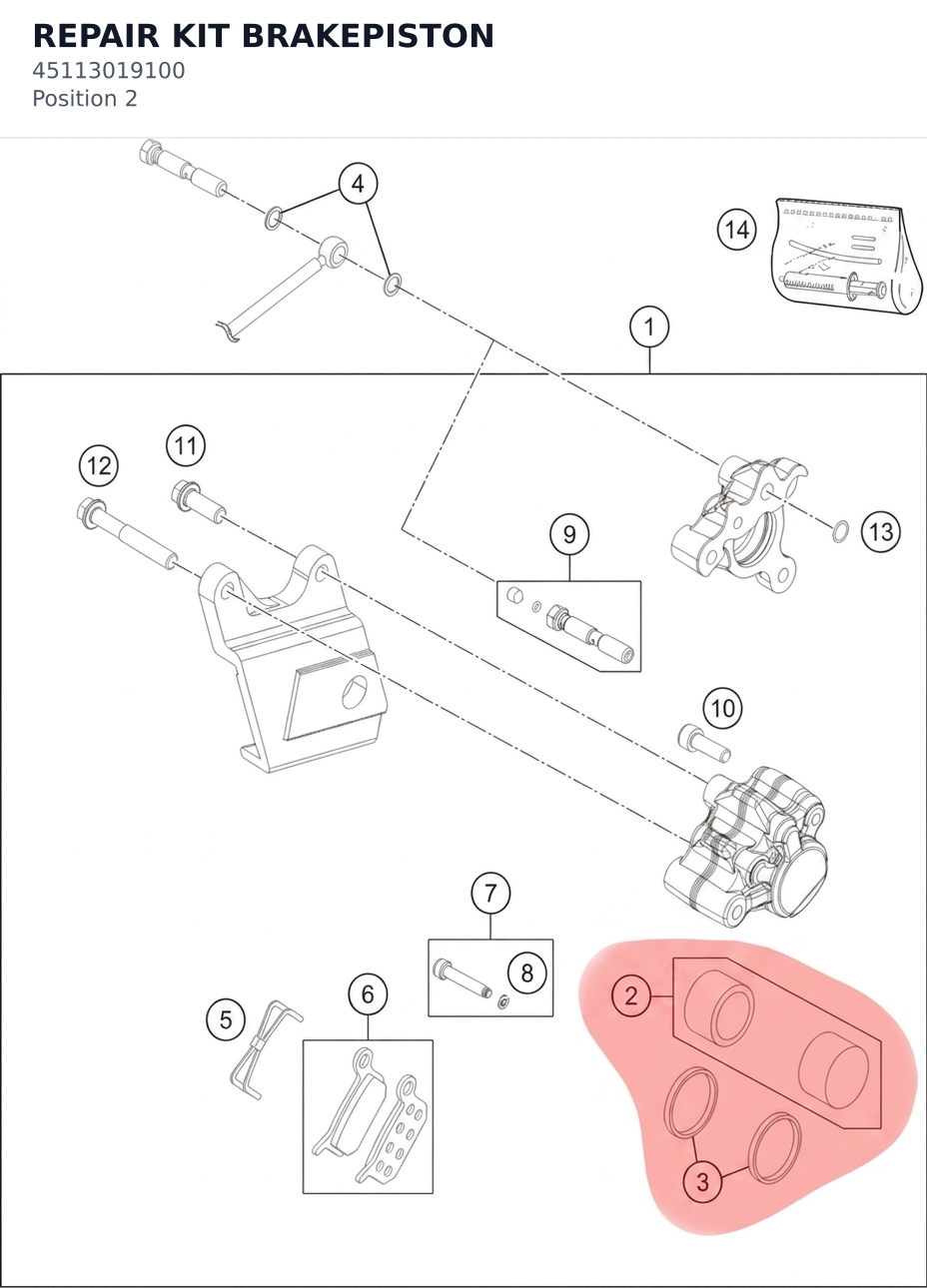 Diagram preview: REPAIR KIT BRAKEPISTON (45113019100)