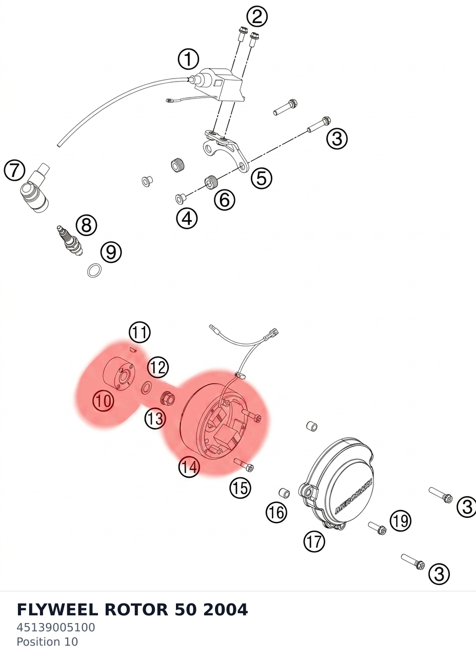 Diagram preview: FLYWEEL ROTOR 50 2004 (45139005100)