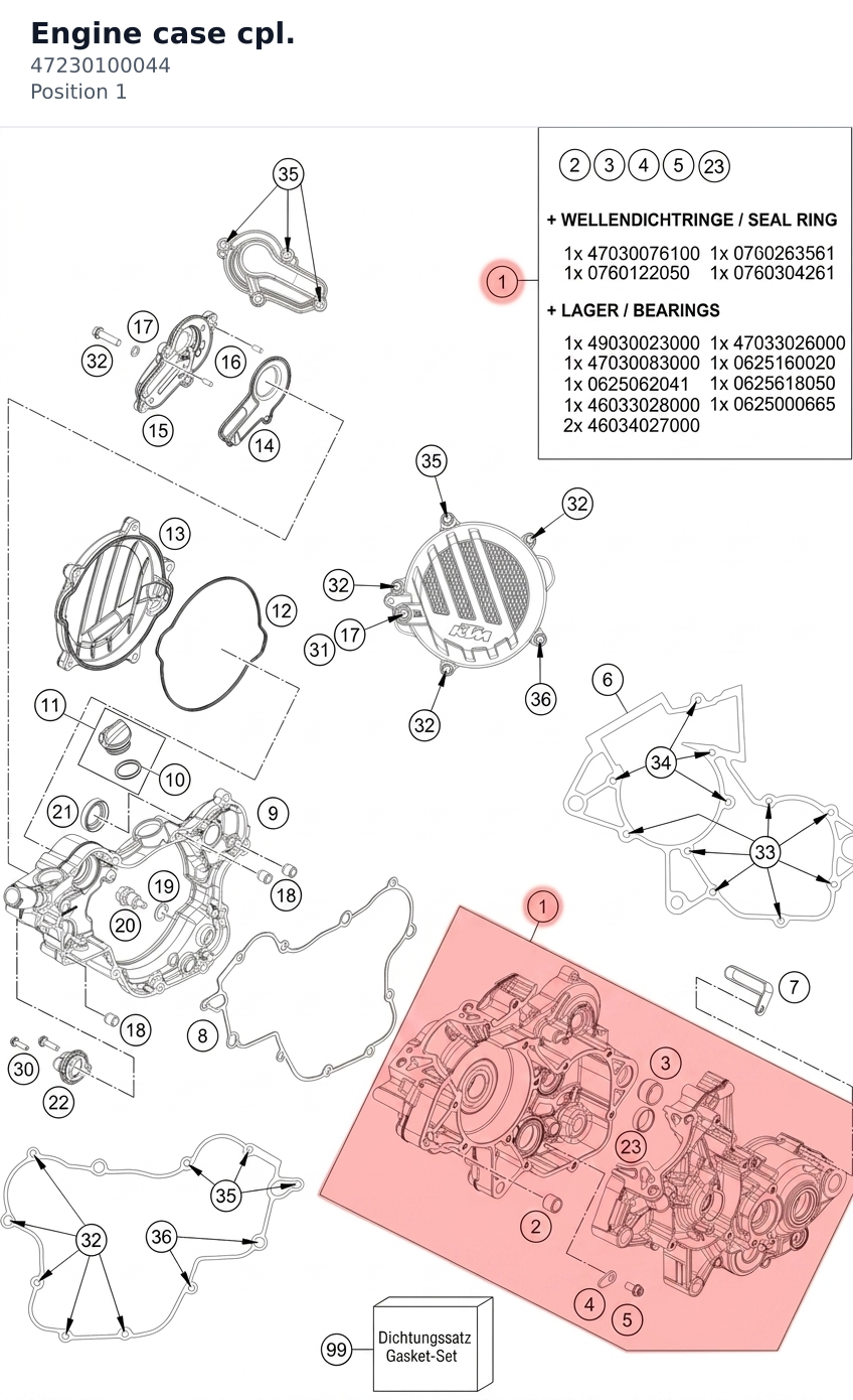 Diagram preview: Engine case cpl. (47230100044)