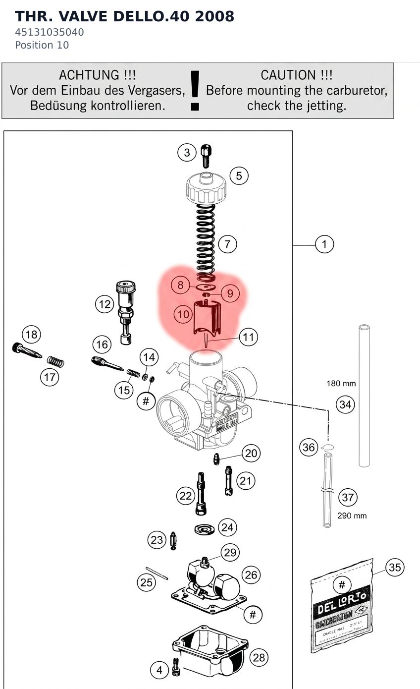 Diagram preview: THR. VALVE DELLO.40 2008 (45131035040)