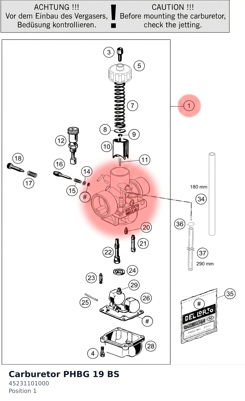 Diagram preview: Carburetor PHBG 19 BS (45231101000)