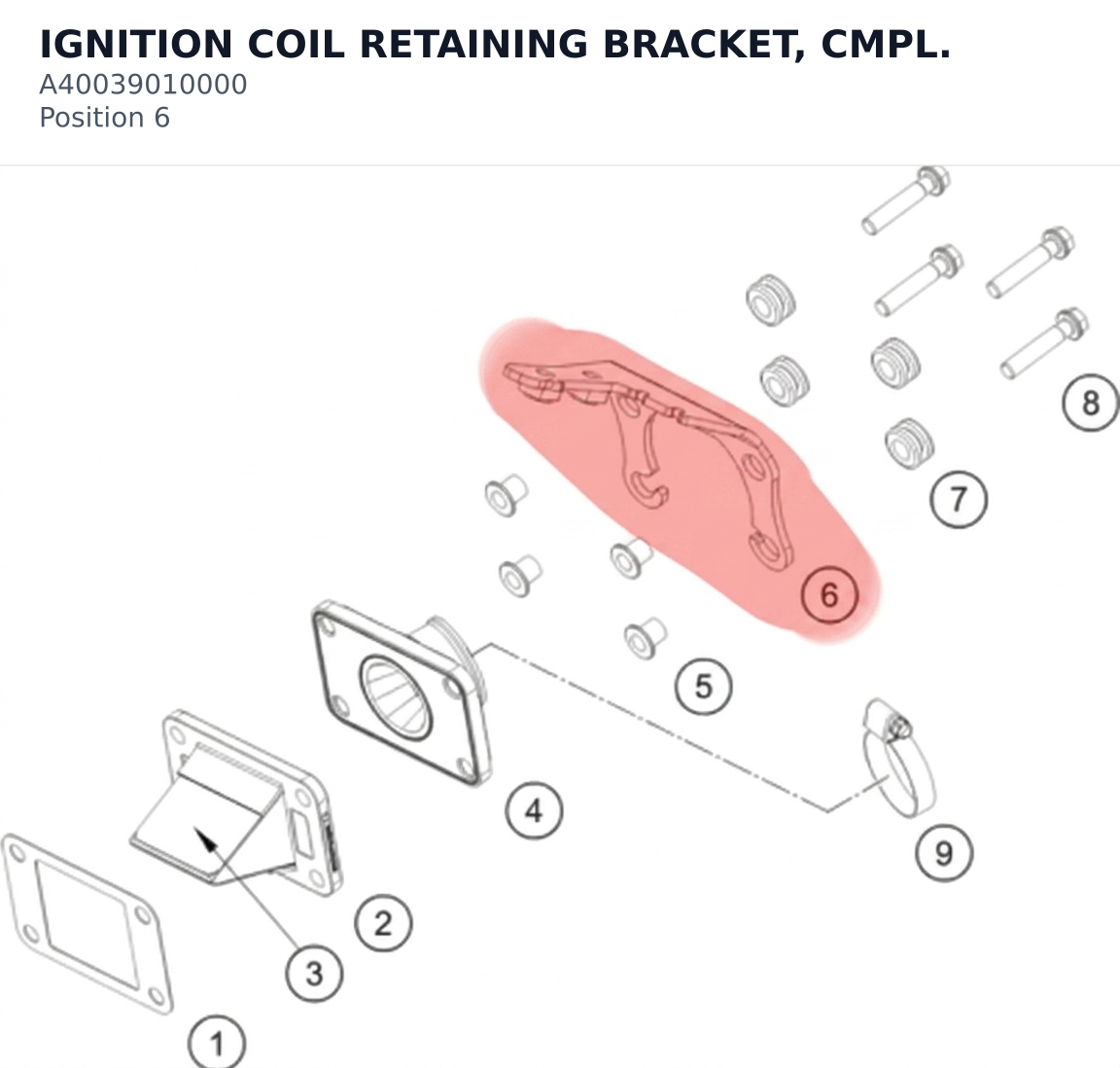 Diagram preview: IGNITION COIL RETAINING BRACKET, CMPL. (A40039010000)