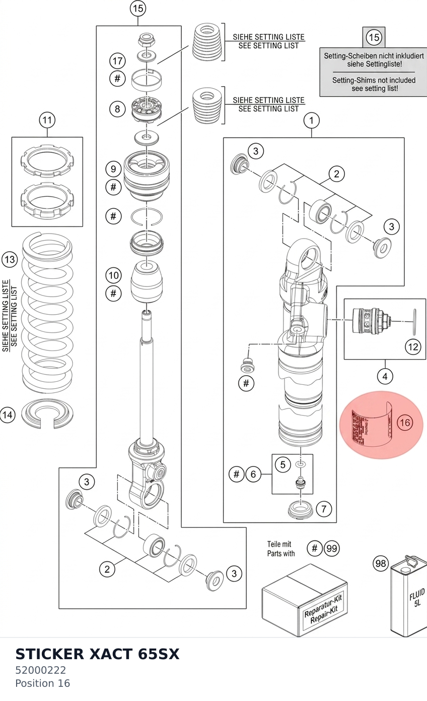 Diagram preview: STICKER XACT 65SX (52000222)