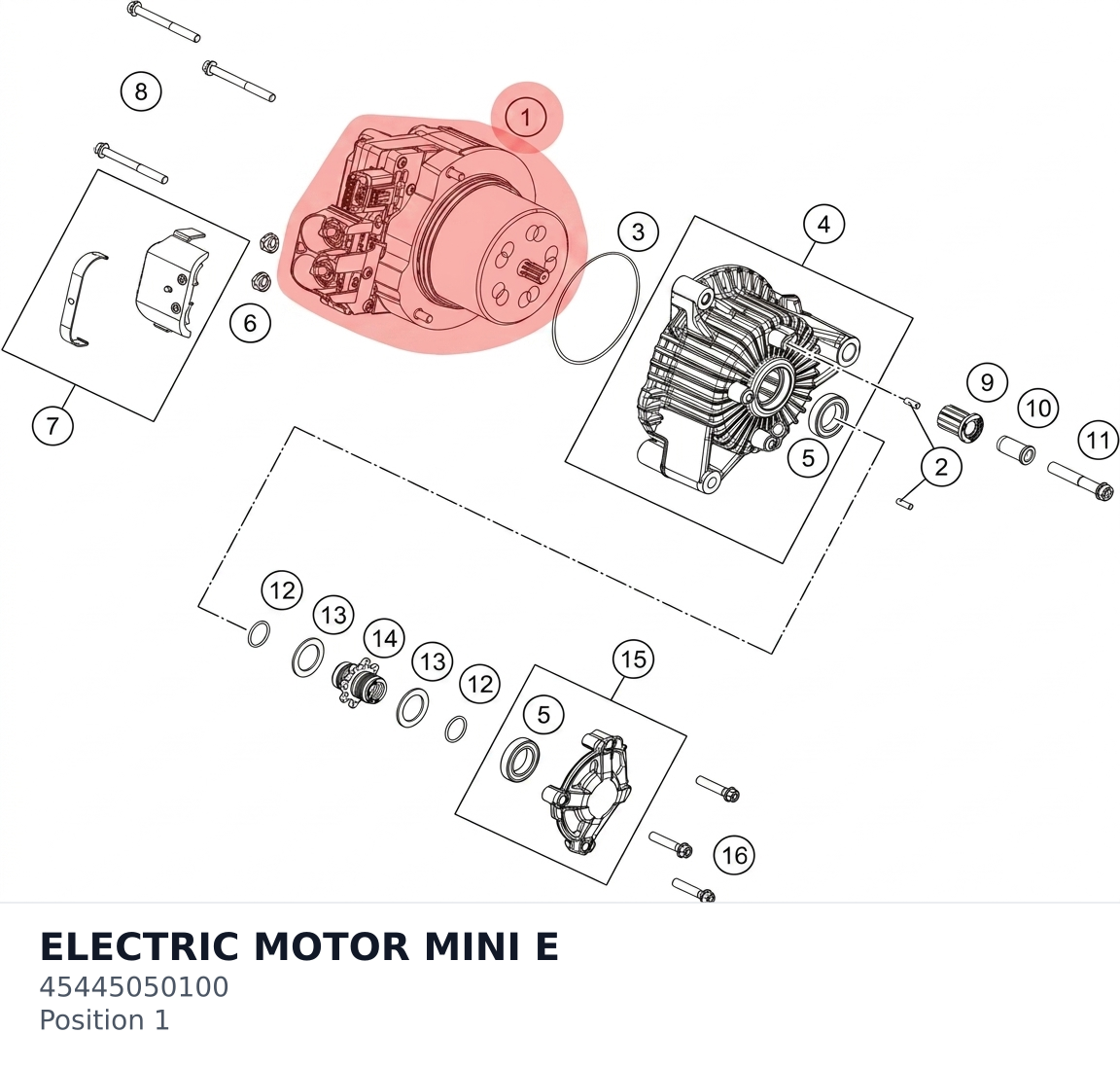 Diagram preview: ELECTRIC MOTOR MINI E (45445050100)