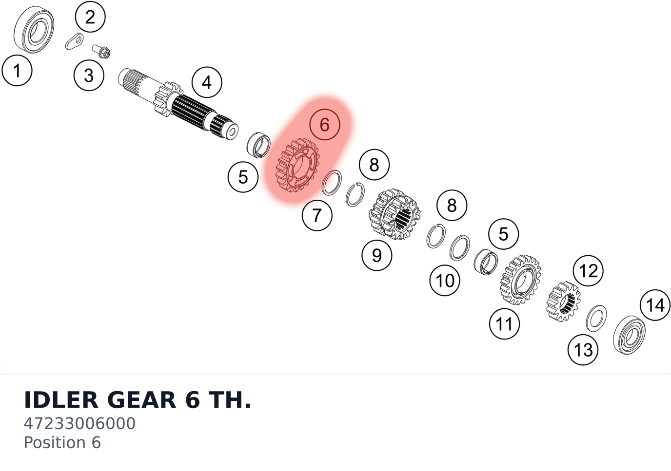 Diagram preview: IDLER GEAR 6 TH. (47233006000)