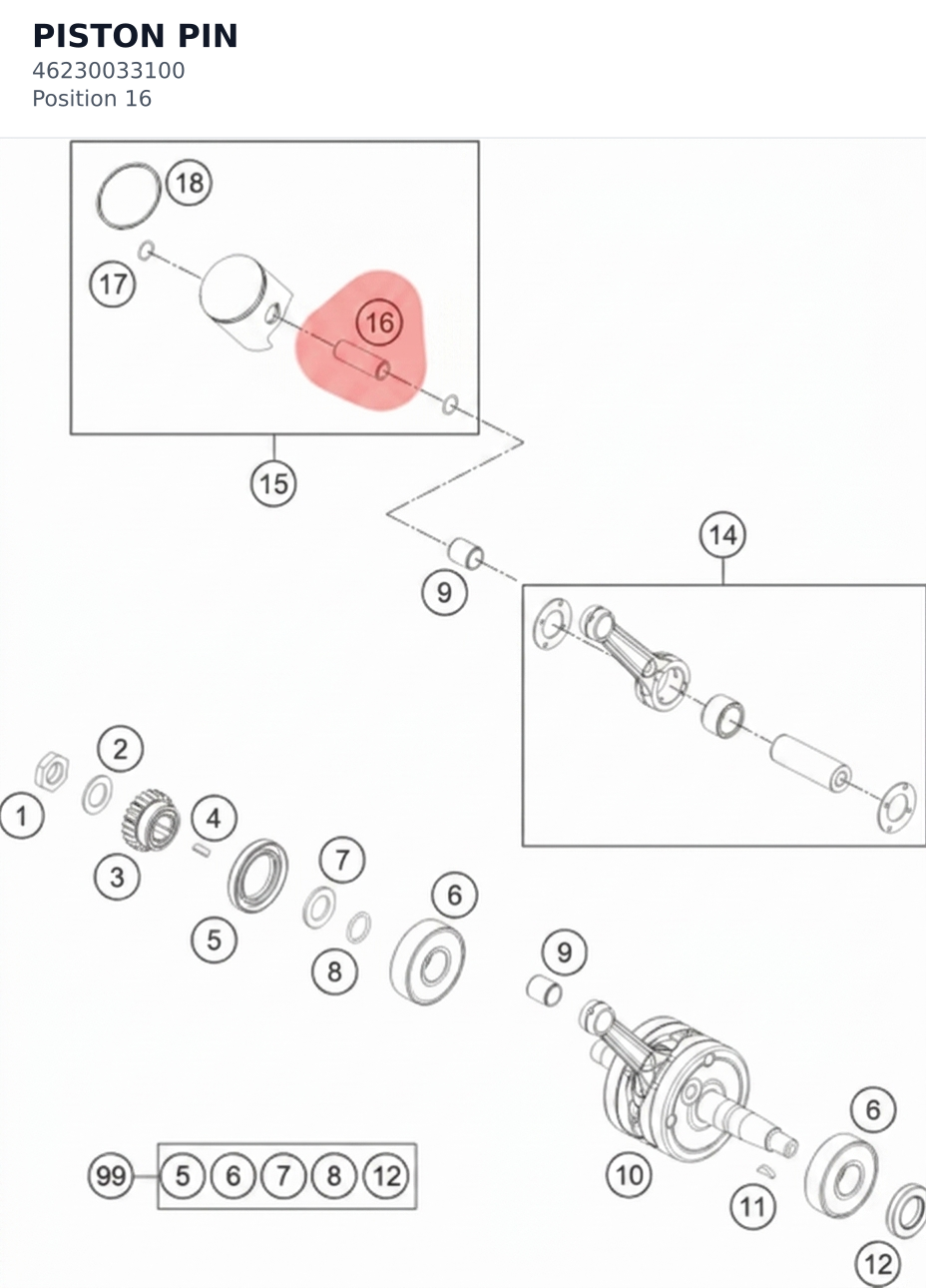 Diagram preview: PISTON PIN (46230033100)