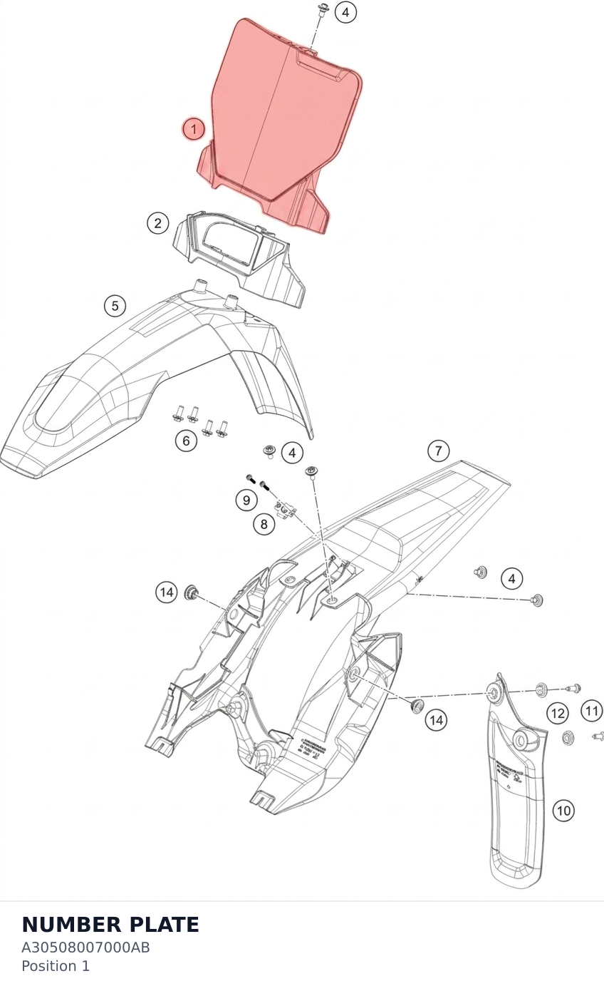 Diagram preview: NUMBER PLATE (A30508007000AB)