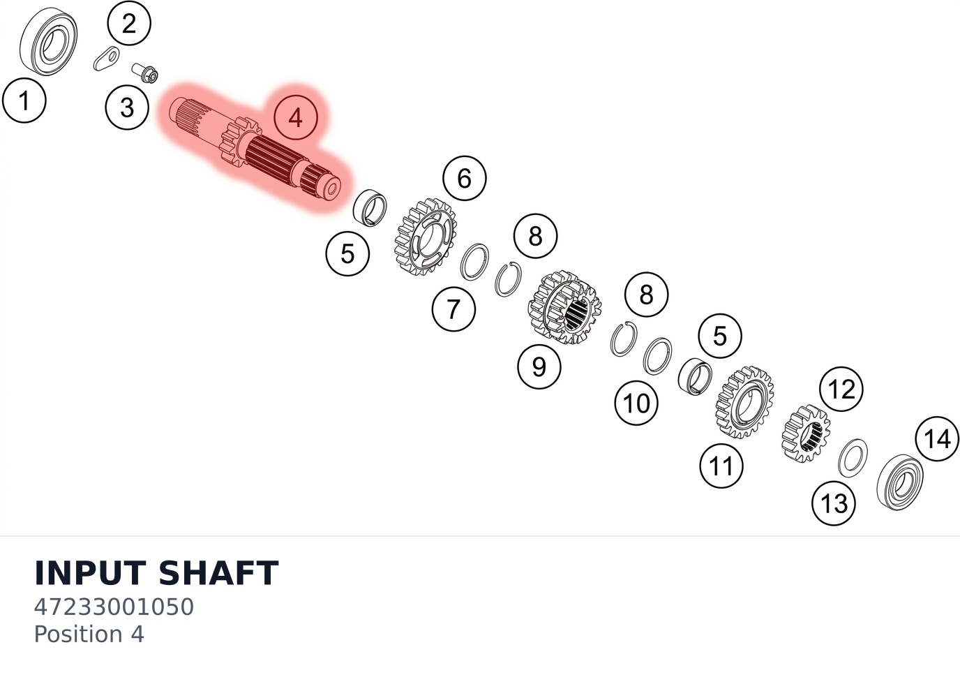 Diagram preview: INPUT SHAFT (47233001050)