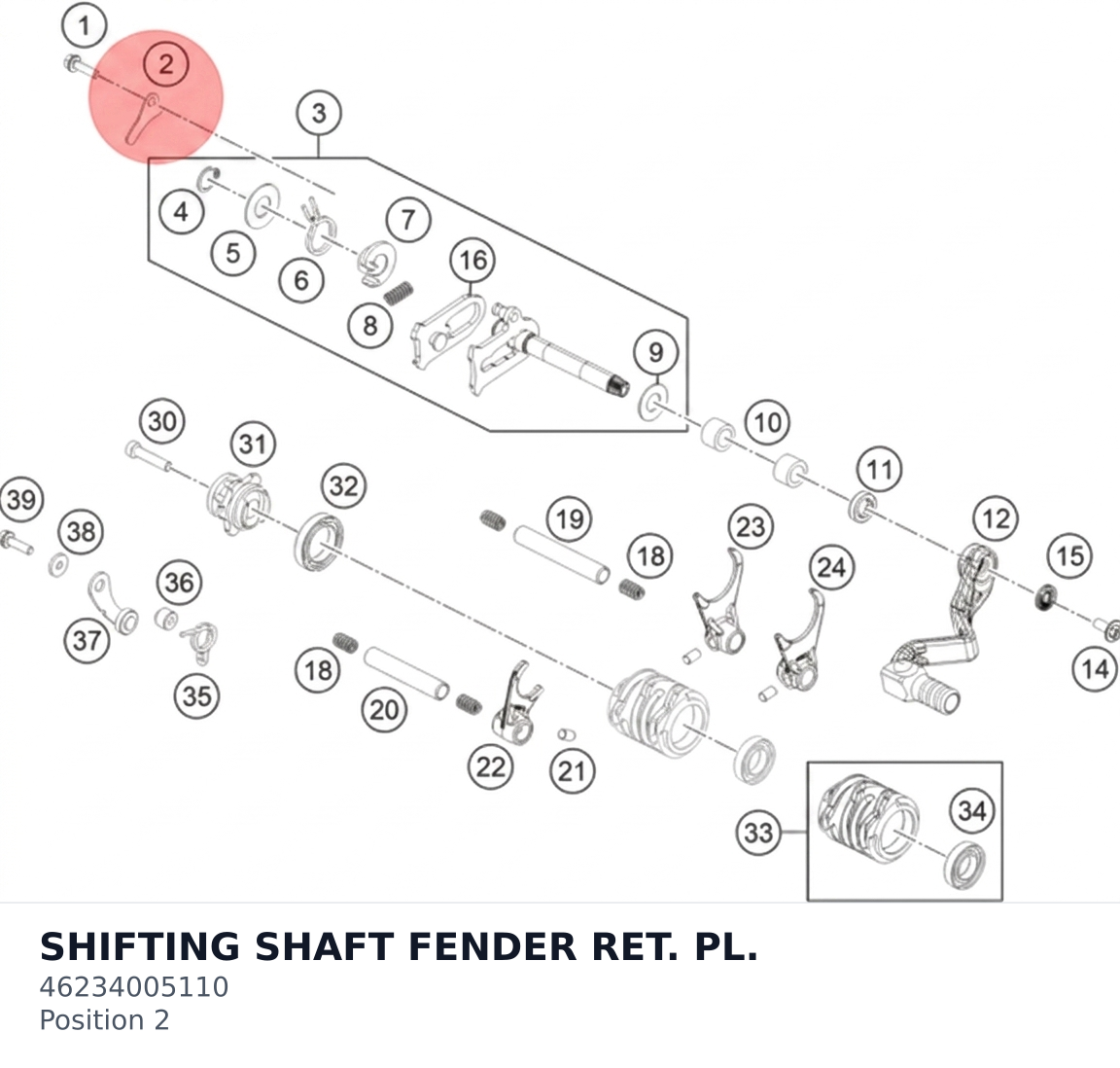 Diagram preview: SHIFTING SHAFT FENDER RET. PL. (46234005110)