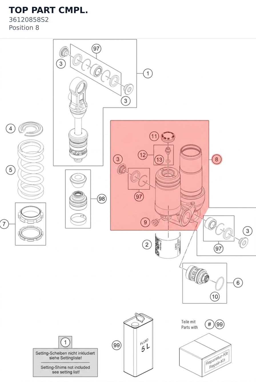 Diagram preview: TOP PART CMPL. (36120858S2)