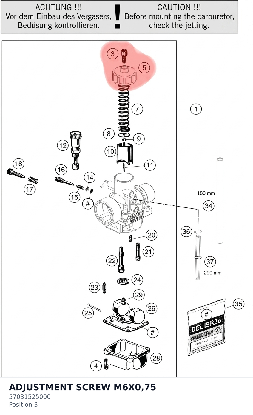 Diagram preview: ADJUSTMENT SCREW M6X0,75 (57031525000)