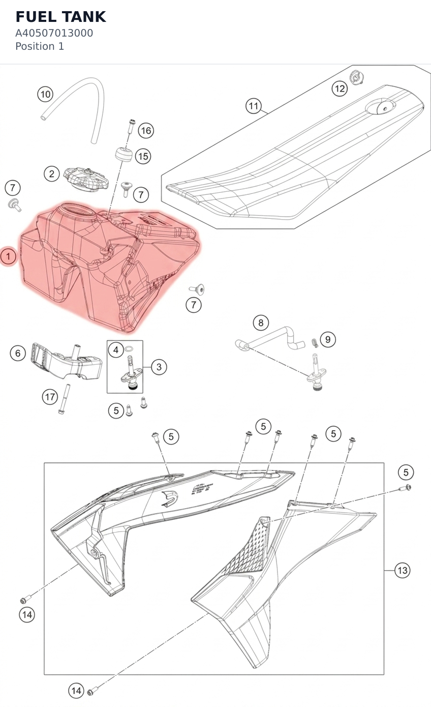 Diagram preview: FUEL TANK (A40507013000)